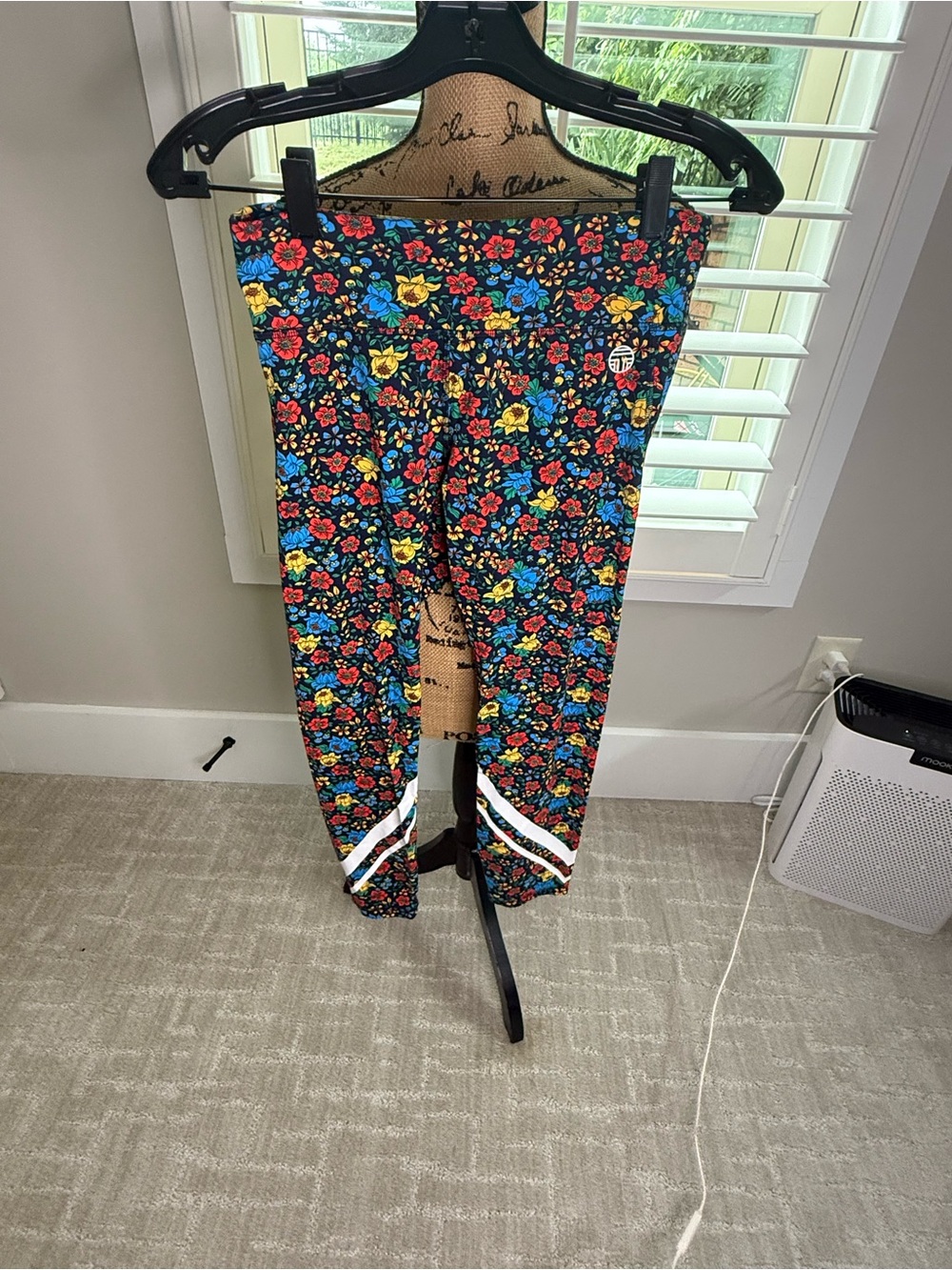 Tory Sport Floral Print Leggings in Black, Blue, Red, Yellow - Picture 3 of 6